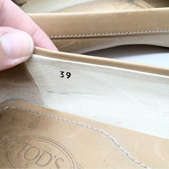 Tod's Point Toe Leather Penny Loafers Cream/Tan Size 39 Officecore Y2K Preppy - Picture 14 of 16